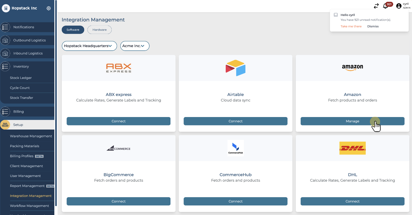 How to setup an Amazon integration when multi-region is enabled