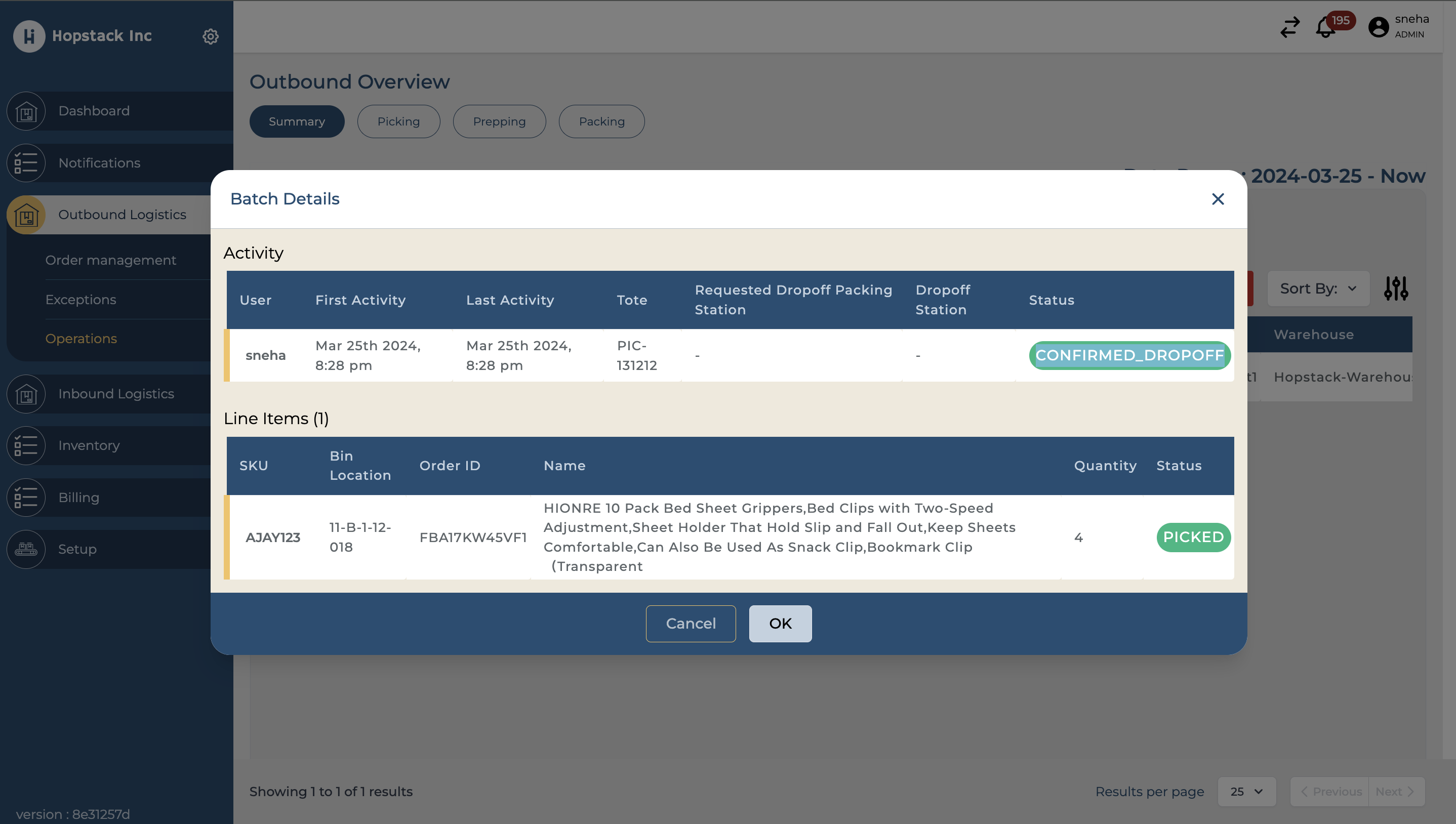 Order Status - Picking