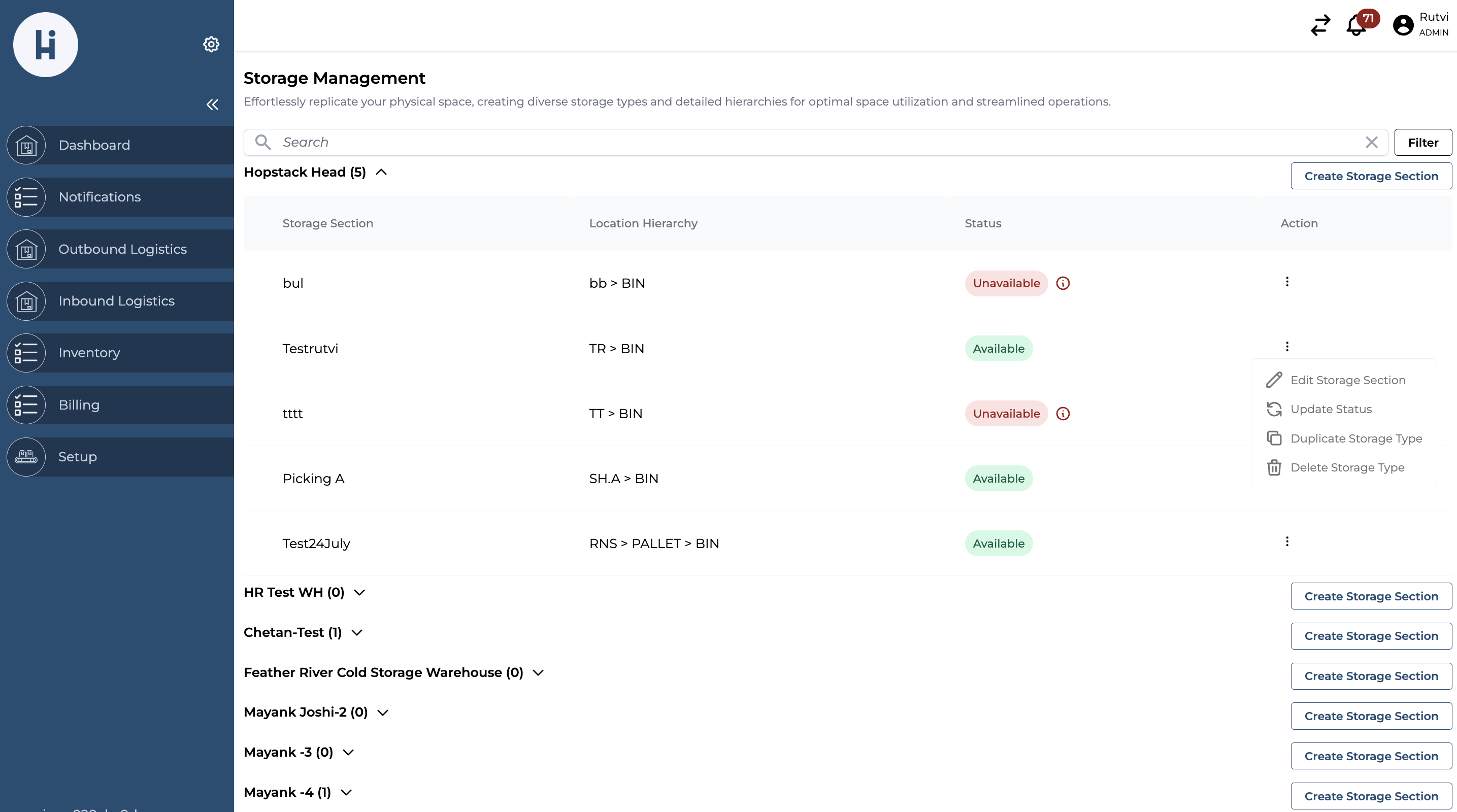 Storage Management Status